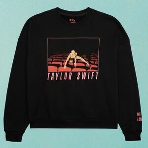 Taylor Swift THE LIFE OF A SHOWGIRL IT'S FRIGHTENING BLACK CREWNECK SWEATSHIRT